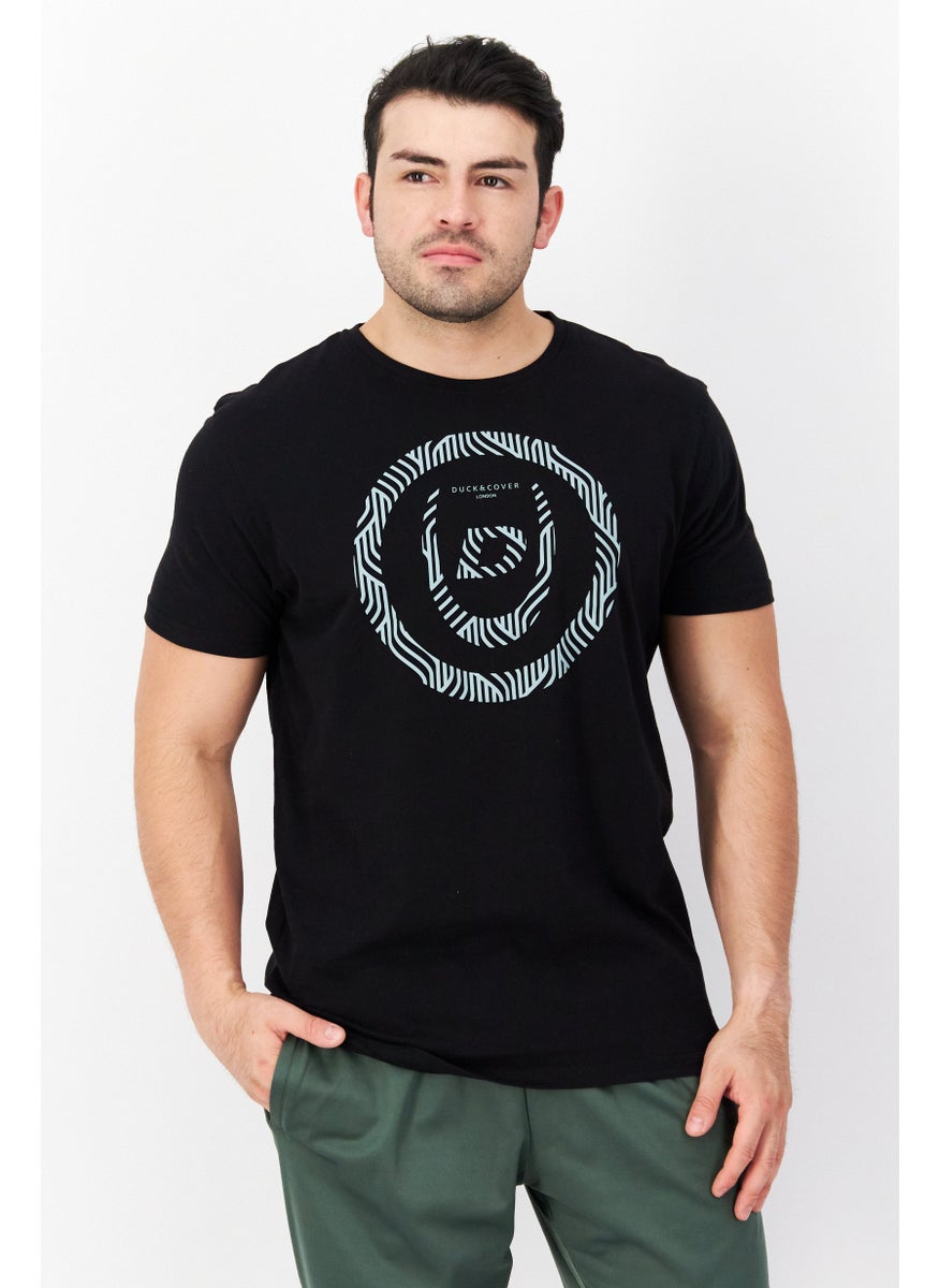 DUCK AND COVER - Men Crew Neck Short Sleeve Graphic Print T Shirt, Black - Image 1