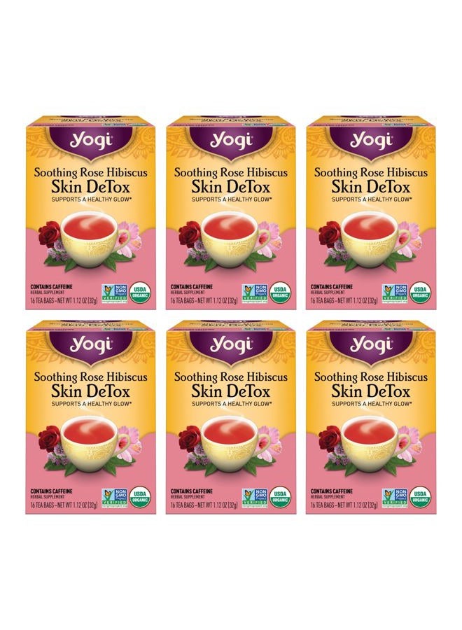 YOGI Tea Soothing Rose Hibiscus Skin DeTox Tea - 16 Tea Bags per Pack (6 Packs) - Organic DeTox Tea to Support Skin Health - Includes Green Tea Leaf, Rose Petal, Honeybush Leaf, Hibiscus & More - Image 1