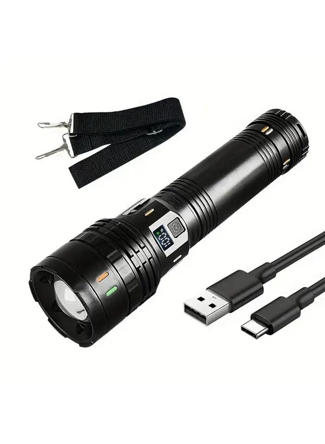 Ab Black Super Bright Long Range Flashlight 3600mAh Battery 4 Modes Phone Charging - Image 1