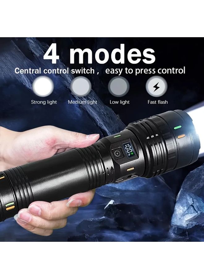 Ab Black Super Bright Long Range Flashlight 3600mAh Battery 4 Modes Phone Charging - Image 5