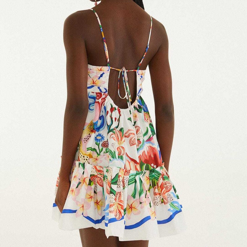 Bandeau Dress with Floral and Bird Print, Summer 2026 Must-Have - Image 3