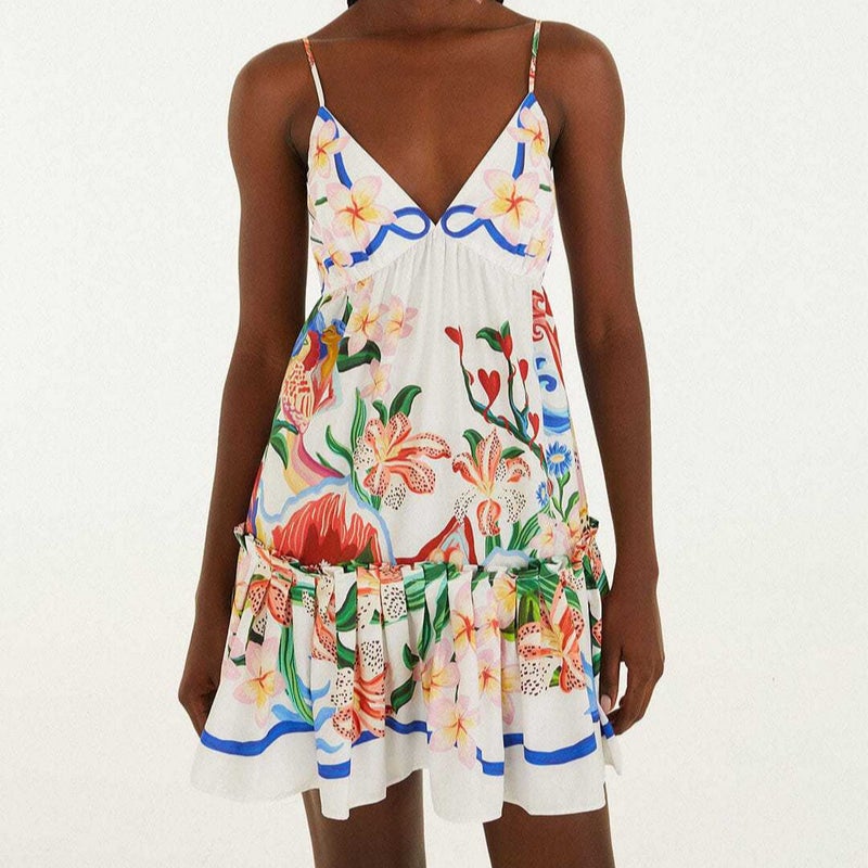 Bandeau Dress with Floral and Bird Print, Summer 2026 Must-Have - Image 4