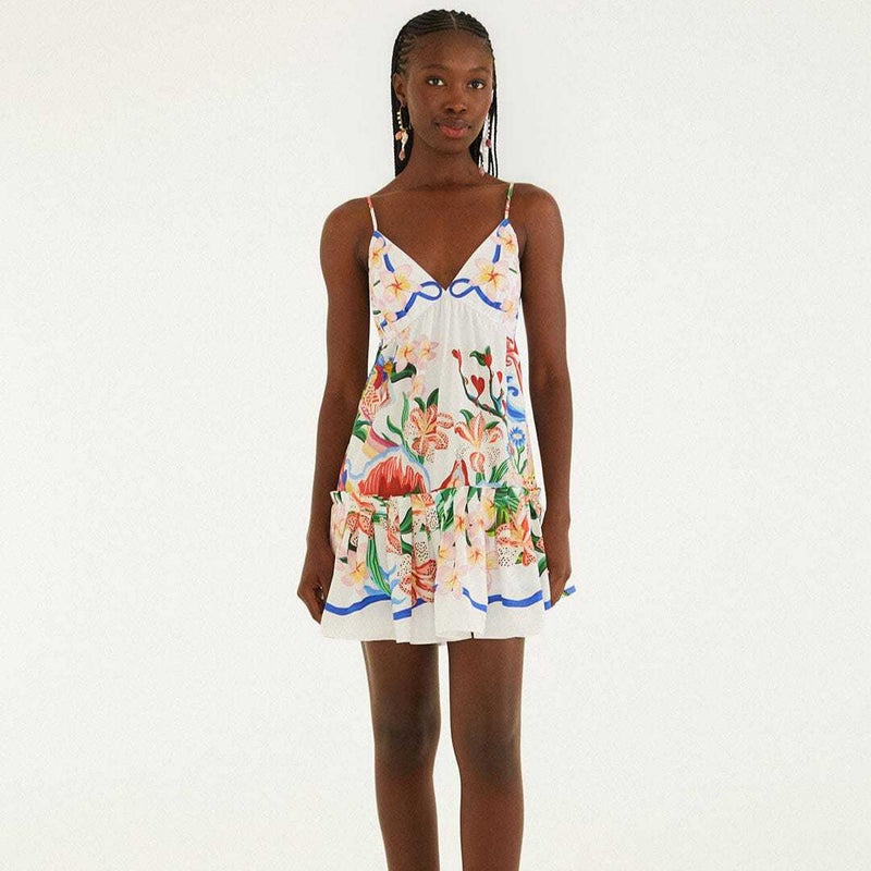 Bandeau Dress with Floral and Bird Print, Summer 2026 Must-Have - Image 1