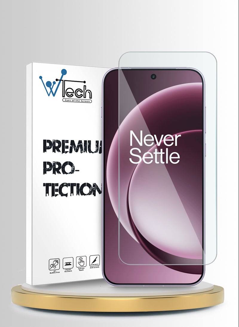 دبليو تيك واقي شاشة زجاجي مقسّى مقوى من سلسلة WTech المميزة بزوايا منحنية 9H 2.5D لجهاز OnePlus 15 5G 2025 (MSG9CN) - شفاف - Image 1