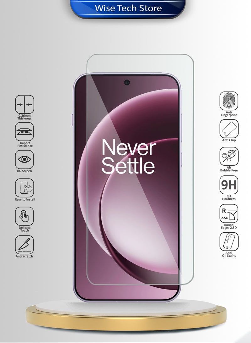 دبليو تيك واقي شاشة زجاجي مقسّى مقوى من سلسلة WTech المميزة بزوايا منحنية 9H 2.5D لجهاز OnePlus 15 5G 2025 (MSG9CN) - شفاف - Image 2