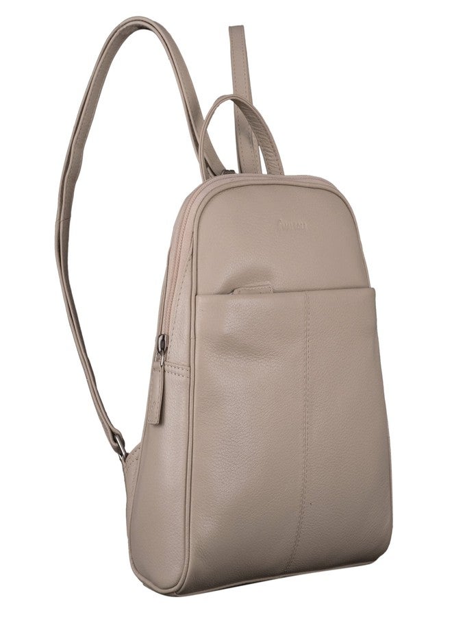 MAI SOLI Women's Genuine Leather Bag Pack | Stylish and Trending Backpack for College Office Travel Purse (Beige) - Image 2