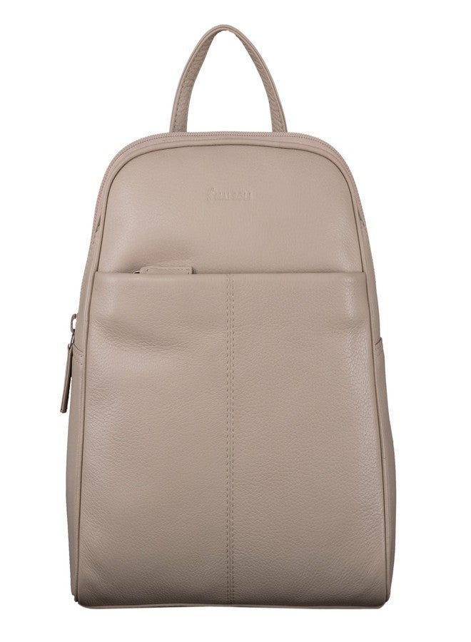 MAI SOLI Women's Genuine Leather Bag Pack | Stylish and Trending Backpack for College Office Travel Purse (Beige) - Image 1