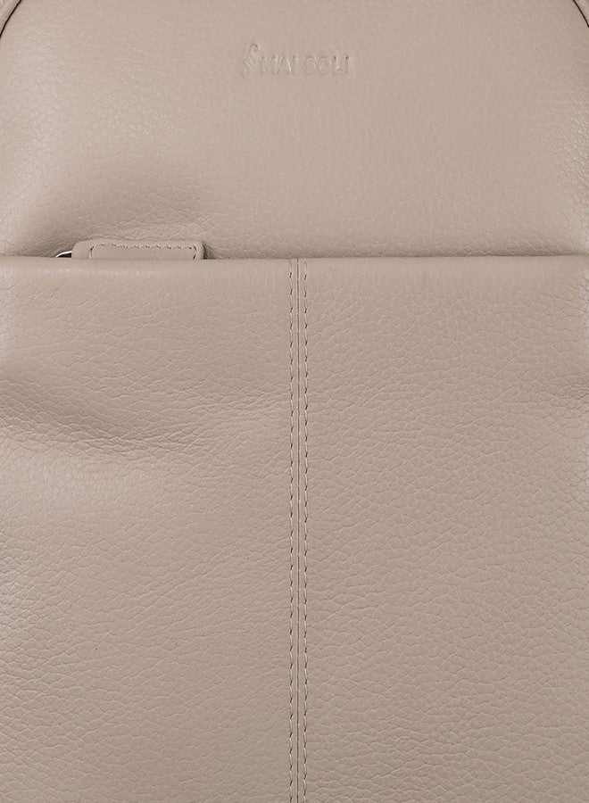 MAI SOLI Women's Genuine Leather Bag Pack | Stylish and Trending Backpack for College Office Travel Purse (Beige) - Image 4