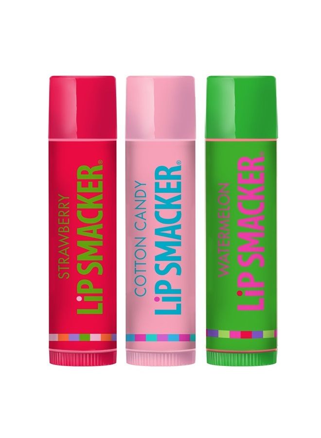 Lip Smacker s Flavored Lip Balm Trio Original & Best, Strawberry Watermelon, Cotton Candy, Clear Matte, For Kids, Women, Men,3 Count (Pack of 1) - Image 2
