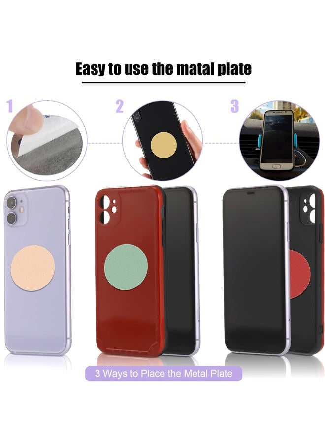 Photect 12 Pcs Phone Magnet Sticker Cell Phone Magnet Plate for Magnetic Car Mount Cellphone Holder Magnetic Metal Plate Round Adhesive Sticker(Yellow, White, Green, Purple, Red, Pink) - Image 2