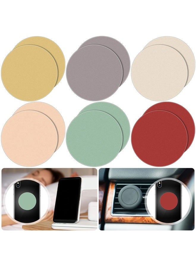 Photect 12 Pcs Phone Magnet Sticker Cell Phone Magnet Plate for Magnetic Car Mount Cellphone Holder Magnetic Metal Plate Round Adhesive Sticker(Yellow, White, Green, Purple, Red, Pink) - Image 1