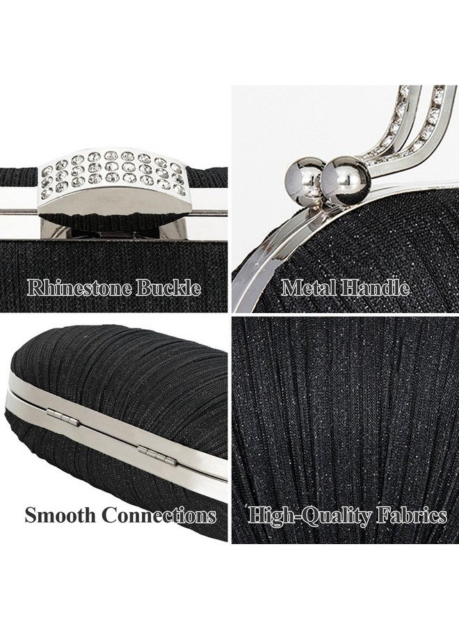 Jessie Evening Bags And Clutches Women'S Evening Handbags Rhinestone Cocktail Prom Formal Clutch Purses For Women Wedding (Black)  - Image 5