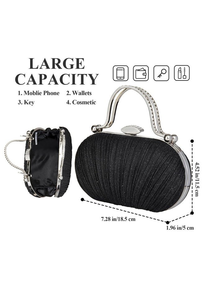 Jessie Evening Bags And Clutches Women'S Evening Handbags Rhinestone Cocktail Prom Formal Clutch Purses For Women Wedding (Black)  - Image 4