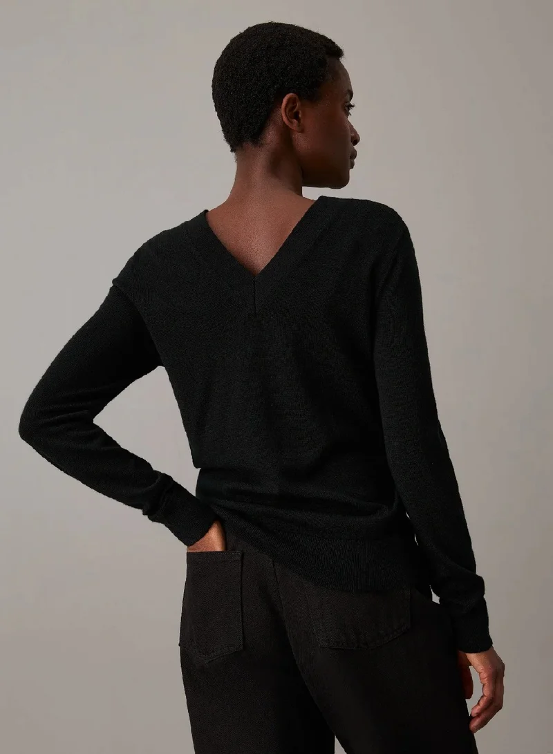 CALVIN KLEIN Merino Wool V-neck Jumper