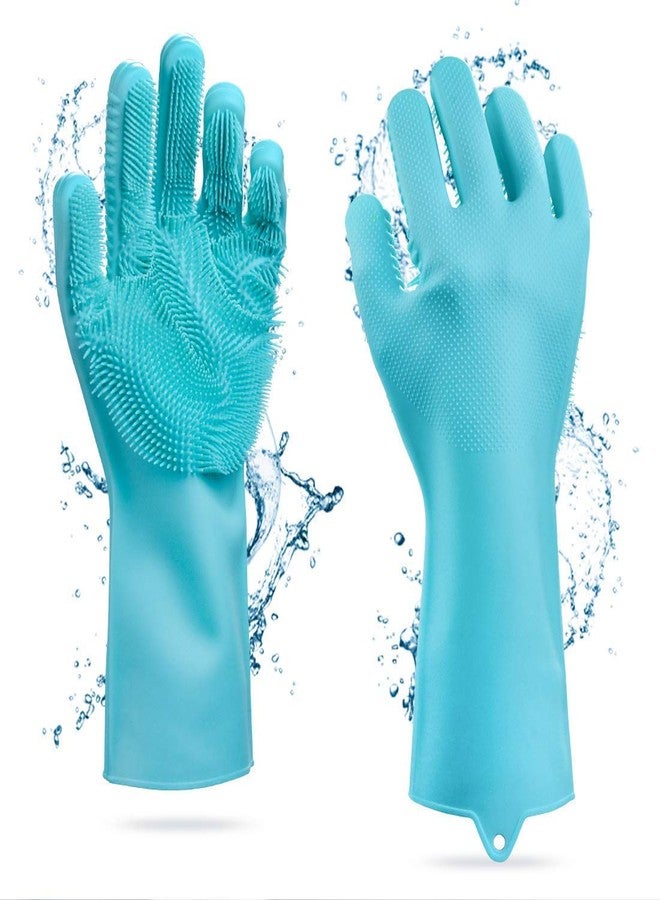 DEBIRE Silicone Scrub Cleaning Gloves with Scrubber for Dish washing and Pet Grooming, Latex-Free (Multicolour - 1) - Image 1