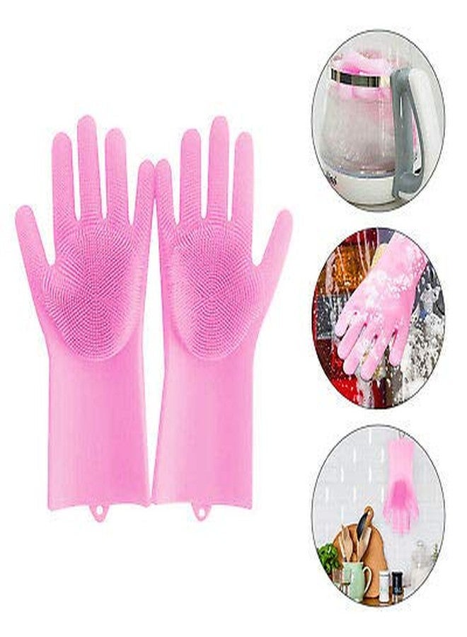 DEBIRE Silicone Scrub Cleaning Gloves with Scrubber for Dish washing and Pet Grooming, Latex-Free (Multicolour - 1) - Image 5