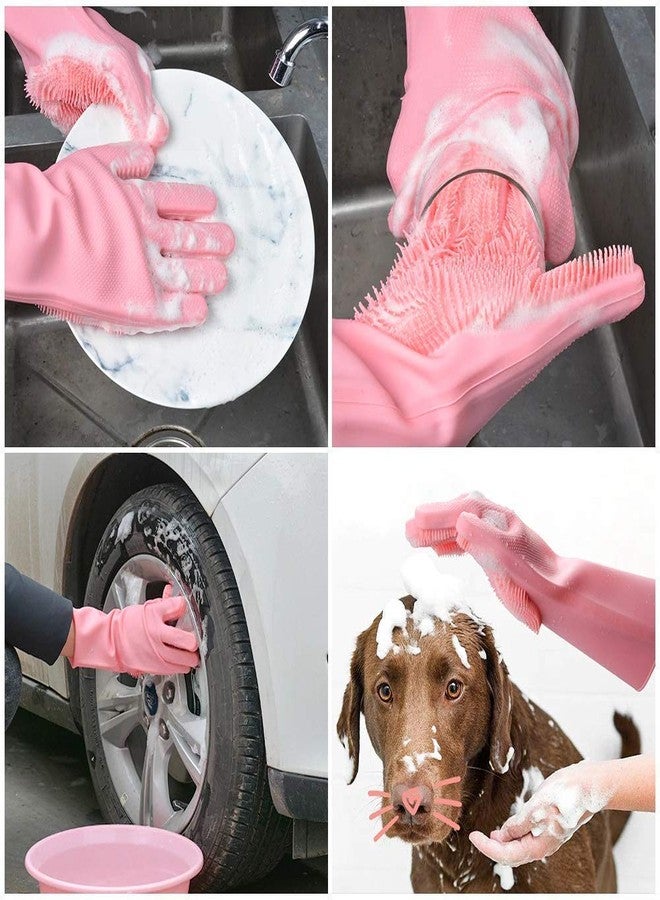 DEBIRE Silicone Scrub Cleaning Gloves with Scrubber for Dish washing and Pet Grooming, Latex-Free (Multicolour - 1) - Image 3