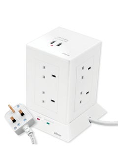 alfanar Alfanar 13A Power Strip With 8 Socket,2 USB Ports and 3-Meter Wire 