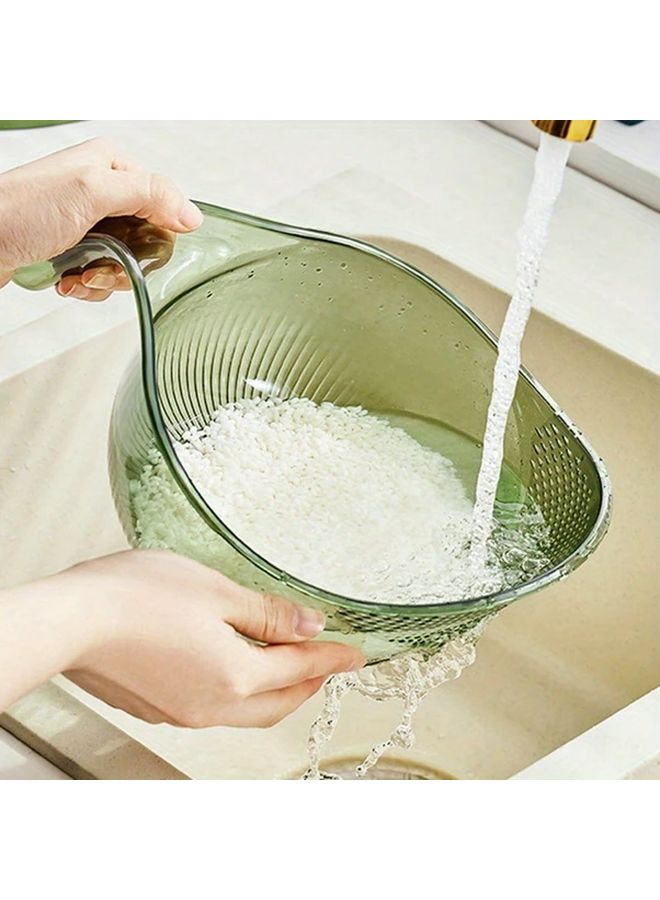 وعاء غسل الأرز البلاستيكي الأخضر متعدد الوظائف مع سلة تصفية ووعاء فواكه - Image 3