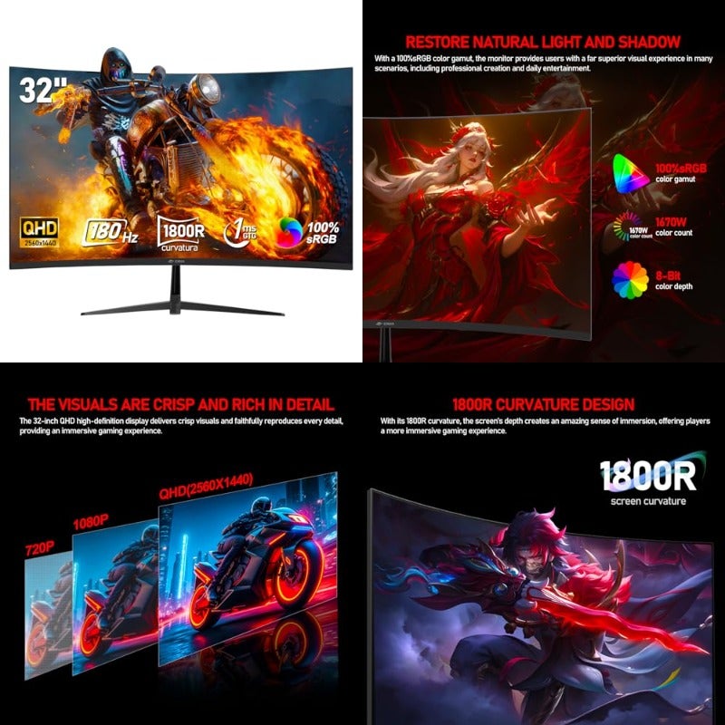 CRUA CRUA 2k Gaming Monitor Curved 32 inch Z23344B054374EE9A92EEZ