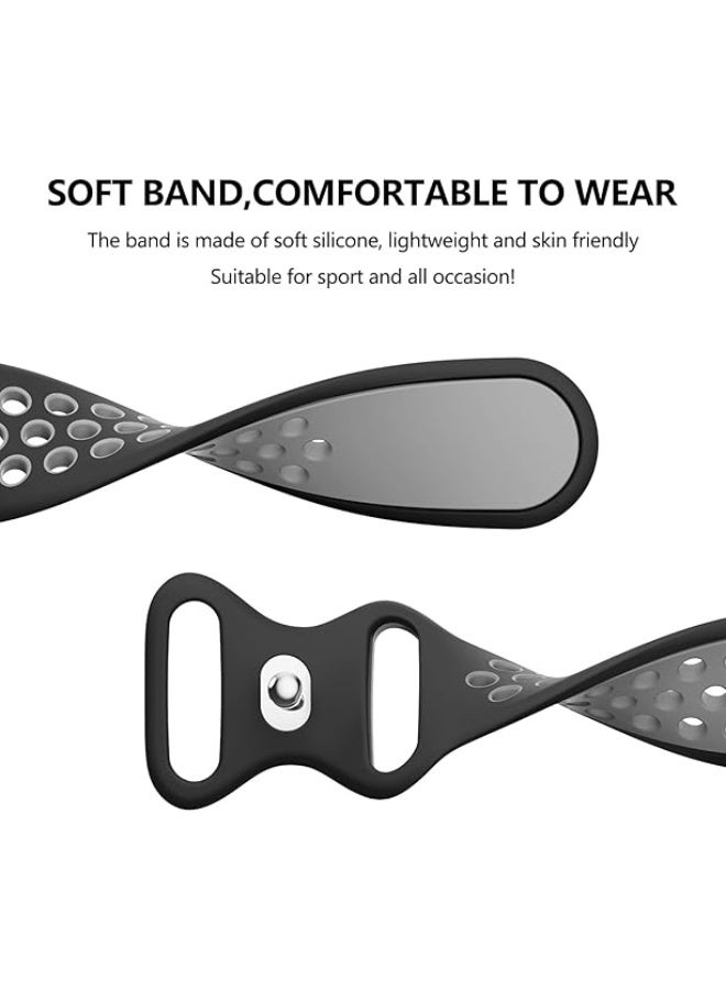 Sport Bands Compatible with Apple Watch Ultra 3 2 1 Band 49mm for iWatch Band 11 10 46mm SE 3 2 1 44mm 45mm 42mm, Breathable Silicone Strap for iWatch Series 9 8 7 6 5 4 3 2 1 Men Women,Black/Gray - Image 3