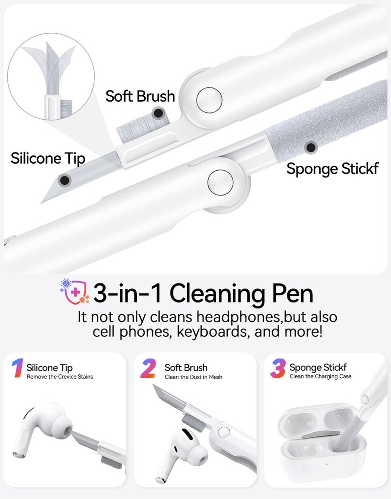 joremx 5 Pairs Silicone Replacement Ear Tips for AirPods Pro 3 (2025) with Cleaning Pen,Built-in dust Guard Screen,USB-C (2025)-5 Sizes (XXS/XS/S/M/L)-White - Image 4