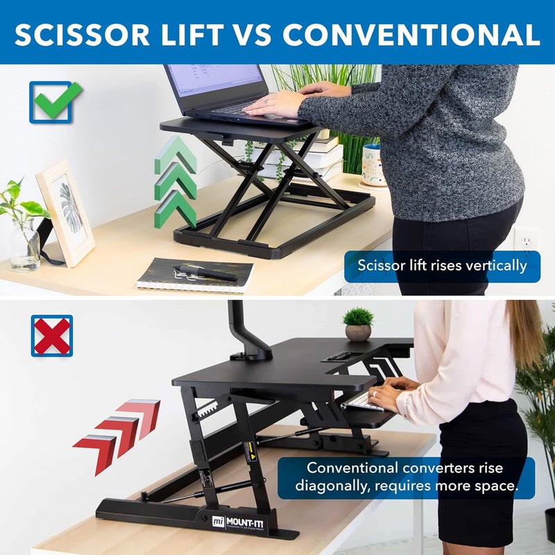 Mount-It! Standing Keyboard Tray, Adjustable Height Keyboard Riser for Desktop, Ergonomic Sit Stand Key board and Mouse Platform, Ergonomic Lifter for Keyboard and Laptops 23.6 x 11.8 Inch - Image 5