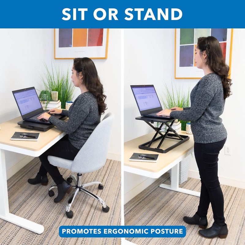 Mount-It! Standing Keyboard Tray, Adjustable Height Keyboard Riser for Desktop, Ergonomic Sit Stand Key board and Mouse Platform, Ergonomic Lifter for Keyboard and Laptops 23.6 x 11.8 Inch - Image 3