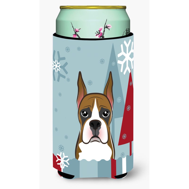 Caroline's Treasures ""Caroline's Treasures Winter Holiday Boxer Tall Boy Koozie Hugger  Multicolor""