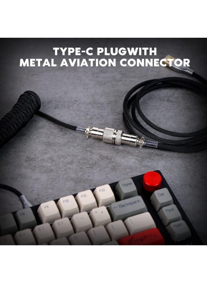 [Upgraded] Custom Coiled USB C Cable for Gaming Keyboard,Mechanical Keyboard Cable with Detachable Metal Aviator, 1.8M USB-C to USB-A - Image 4