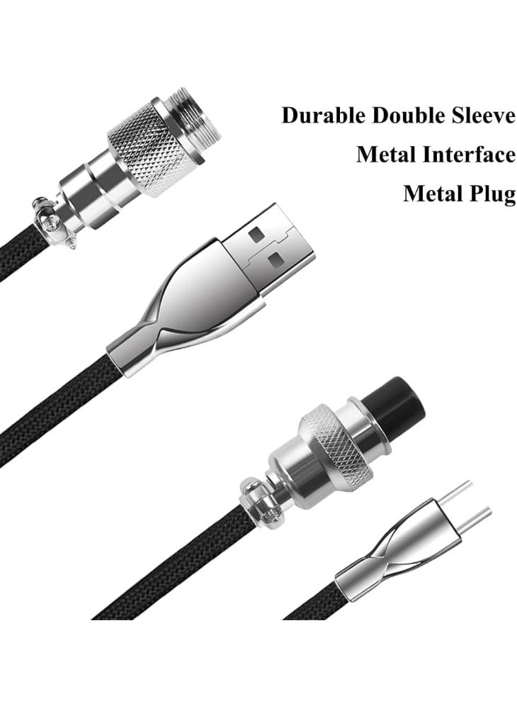[Upgraded] Custom Coiled USB C Cable for Gaming Keyboard,Mechanical Keyboard Cable with Detachable Metal Aviator, 1.8M USB-C to USB-A - Image 2