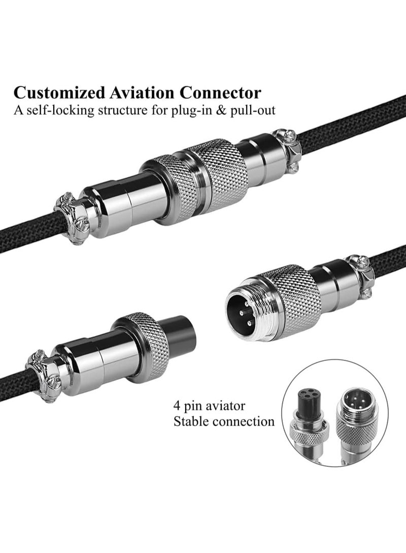 [Upgraded] Custom Coiled USB C Cable for Gaming Keyboard,Mechanical Keyboard Cable with Detachable Metal Aviator, 1.8M USB-C to USB-A - Image 3