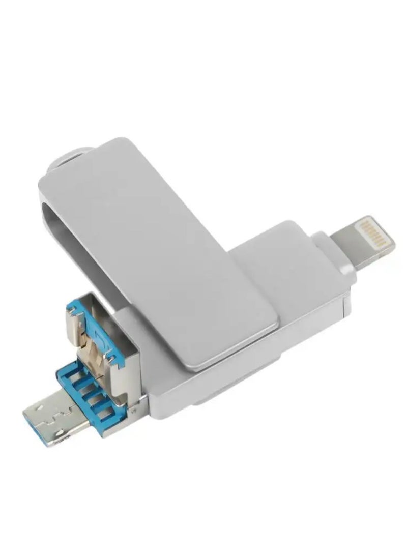 محرك أقراص فلاش USB معدني سعة 2 تيرابايت 3.0 لأجهزة Iphone وMac مع فتحة مفتاح 3 في 1 محرك أقراص فلاش OTG Type A USB + Lightning + Micro USB لأجهزة Android وأجهزة Ios وأجهزة الكمبيوتر الشخصية وأجهزة - Image 1