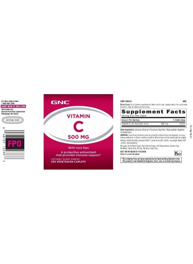 GNC Vitamin C 500 Mg With Rose Hips - Image 3