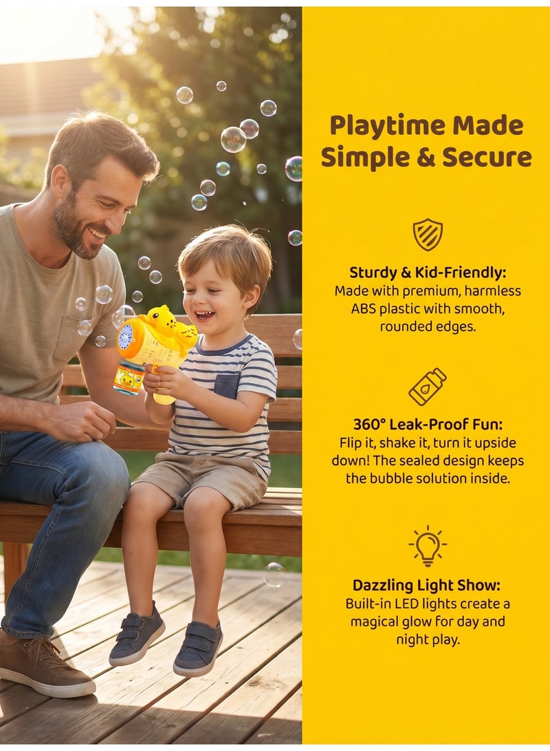 Bubble Guns, Kids Upgraded Bubble Machine Guns,LED Bubble Maker, Bubble Makers with Light, Summer Toy Gift for Outdoor Indoor Birthday Wedding Party, Yellow - Image 4