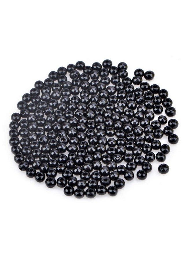 AD BEADS Wood Spacer Loose Wooden Craft Beads Big Hole Beads Assorted For Necklace Bracelet Craft Making Decoration (6X8Mm 300Pcs Black) - Image 1