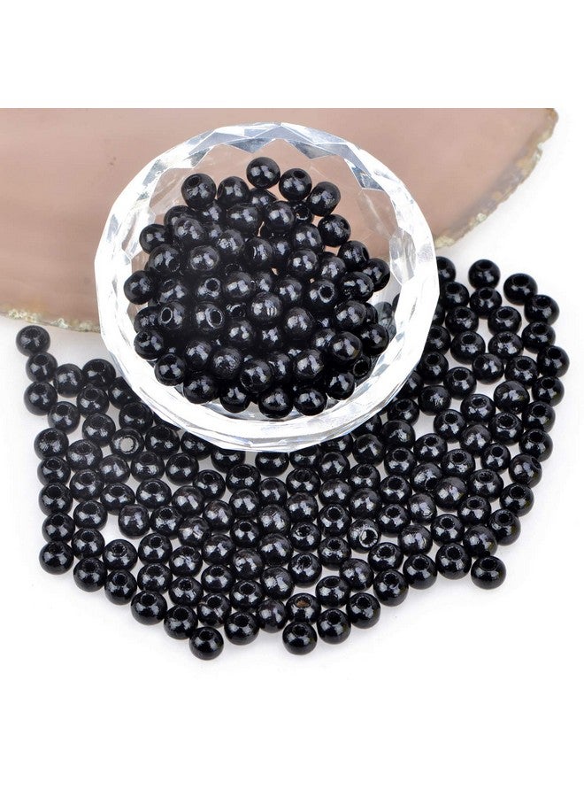 AD BEADS Wood Spacer Loose Wooden Craft Beads Big Hole Beads Assorted For Necklace Bracelet Craft Making Decoration (6X8Mm 300Pcs Black) - Image 2