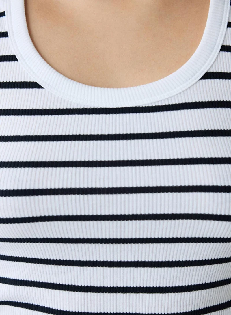 Penti Basic White Stripe Rib Top