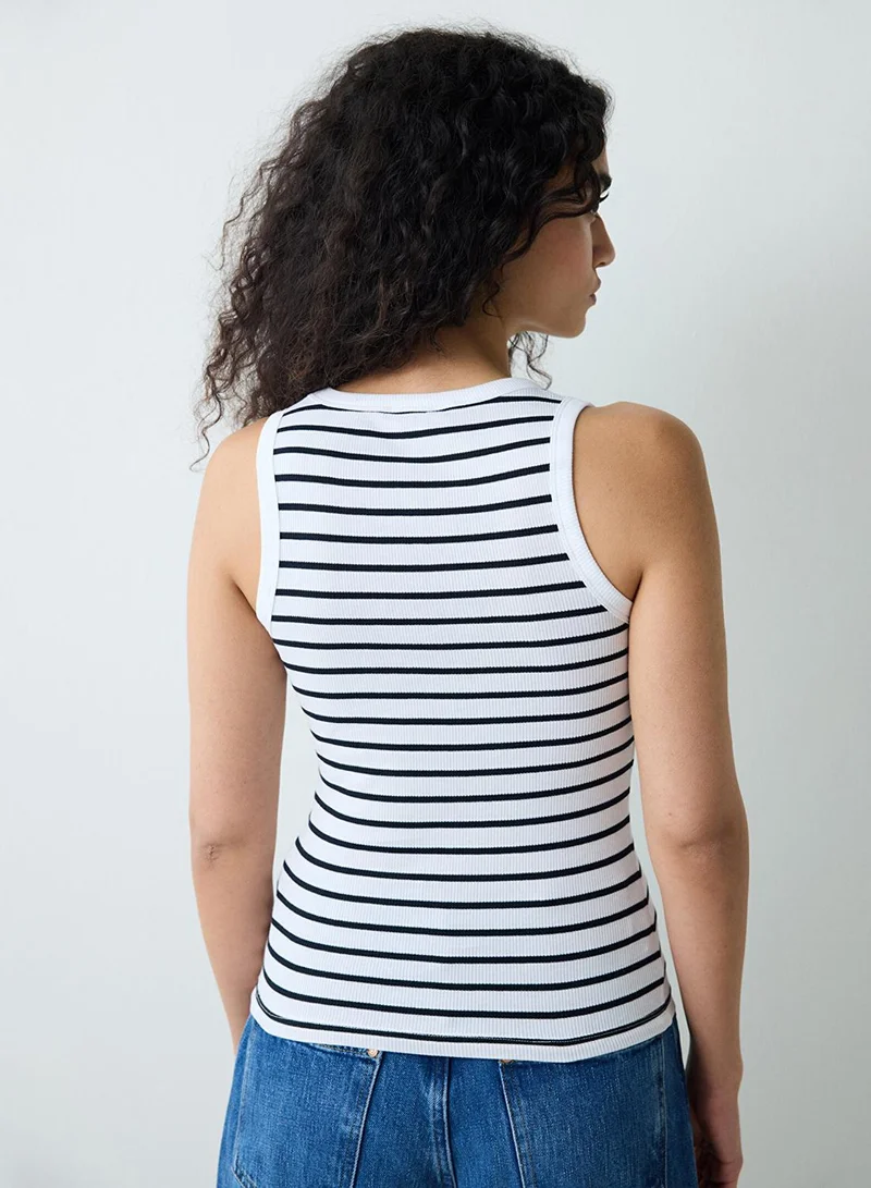 Penti Basic White Stripe Rib Top