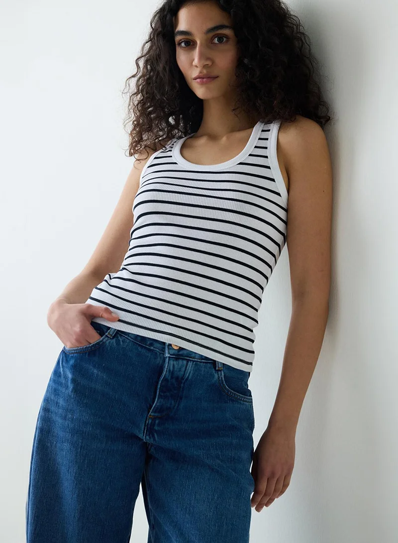 Penti Basic White Stripe Rib Top