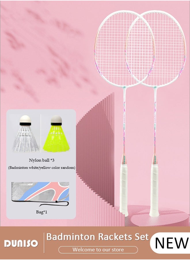 DUNISO Badminton Rackets Set of 2, Ferroalloy Badminton Rackets Set Including Badminton Bag, 3 Badminton Shuttlecock, 2 Racquet Grip for Beginners Outdoor Backyard Games, Daily Play and Training  - Image 1