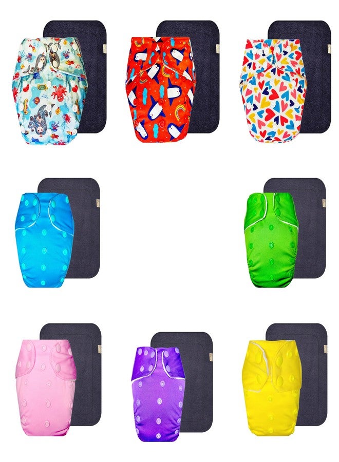 Dumbledo Premium Cloth Diaper with Gray Insert (Pack of 8) | Hypoallergenic | Breathable | Adjustable Snaps | Designed by Moms | 3 Months - 3 Years | Unisex Baby - Image 1