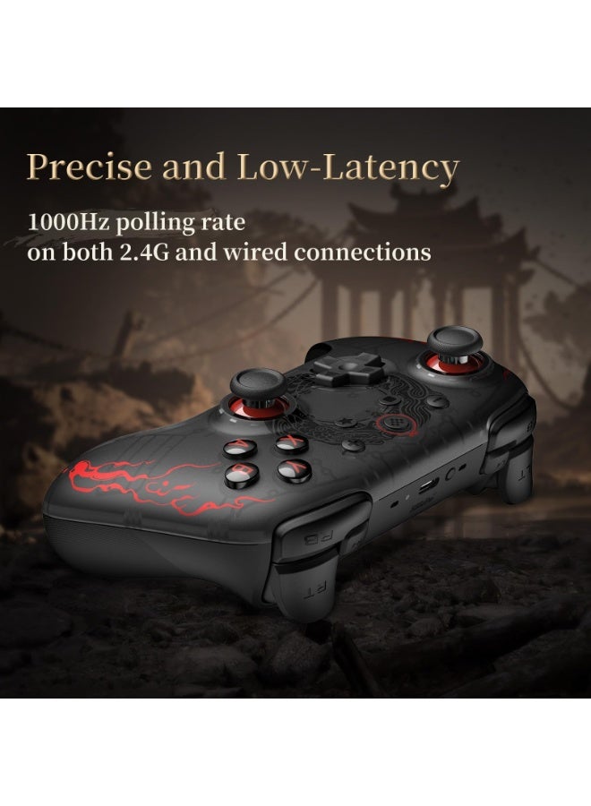 Luckam High-Performance Wireless Game Controller for Windows PC & Android - Features Hall Effect Joysticks, 1000Hz Polling Rate, Customizable L4/R4 Bumpers, Ideal for Gamers - Black Myth: Wukong Edition - Image 2