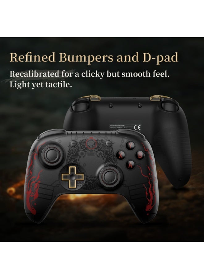 Luckam High-Performance Wireless Game Controller for Windows PC & Android - Features Hall Effect Joysticks, 1000Hz Polling Rate, Customizable L4/R4 Bumpers, Ideal for Gamers - Black Myth: Wukong Edition - Image 4