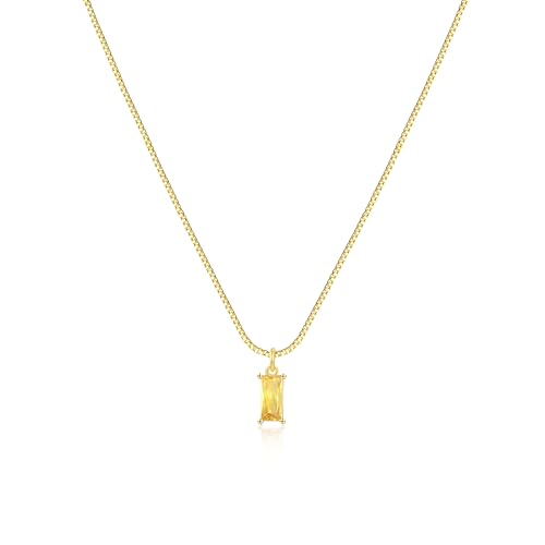 FUNEIA November Necklaces for Women Gold Color Plated Emerald Birthstone Necklace for Women Mothers Dainty Gold Color Necklace Blue Green Cubic Zirconia Pendant Necklace Birthday Gifts Jewelry - Image 1