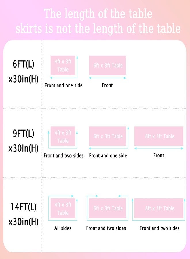 Jeloris Mermaid Tulle Table Skirt for Rectangle or Round Table Tutu Chiffon Tablecloth for Birthday, Baby Shower, Wedding, Party Decoration (Pink, L 6ft, H 30in) - Image 2