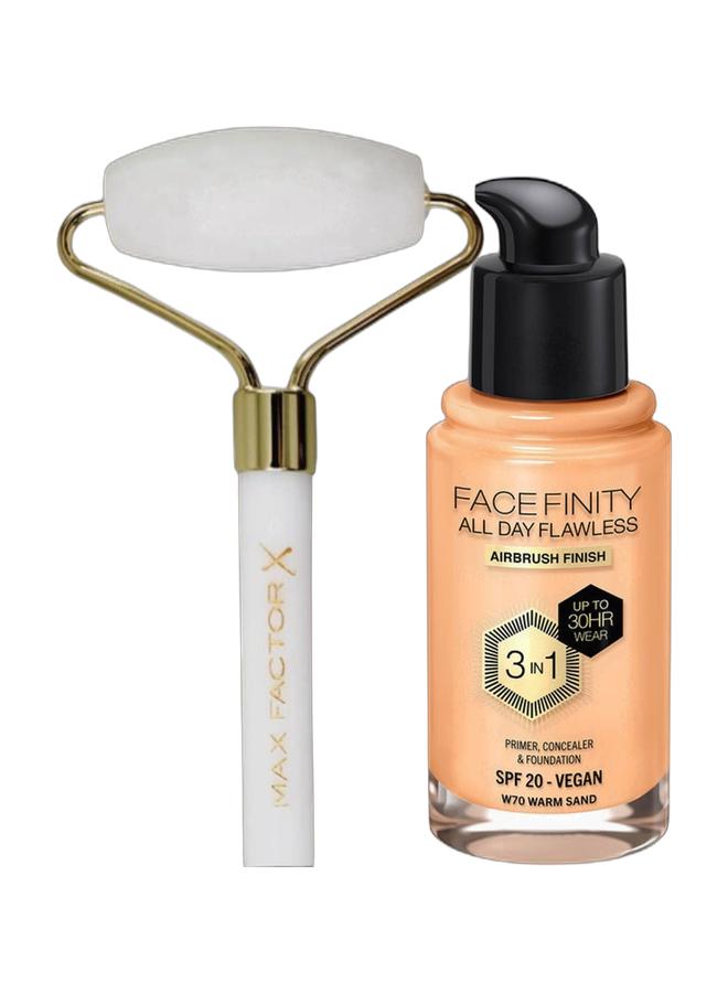 Max Factor Facefinity All Day Flawless Foundation - W70 Warm Sand + Face Roller - Image 1