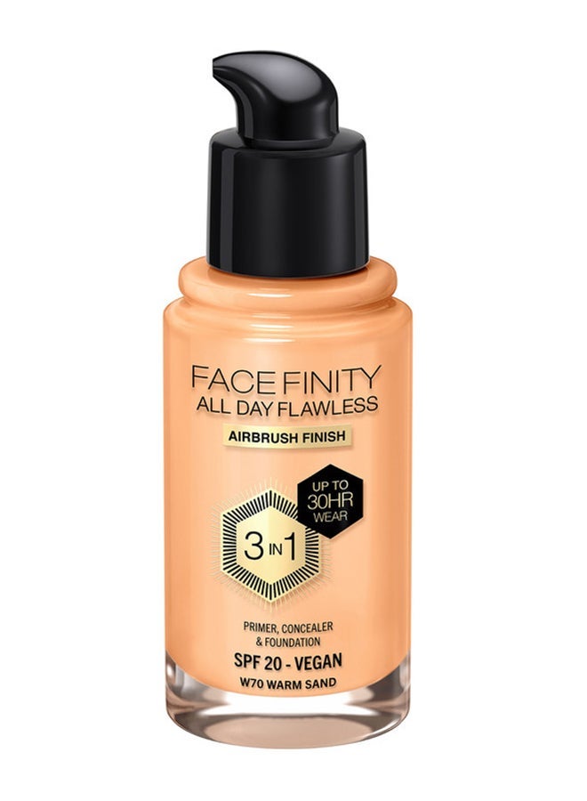 Max Factor Facefinity All Day Flawless Foundation - W70 Warm Sand + Face Roller - Image 3