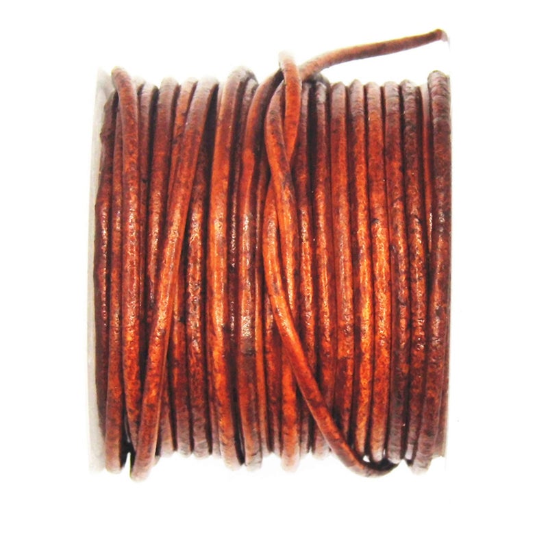 Glory Qin Distressed Brown Color Soft Round Genuine Jewelry Leather Cord Leather Rope 2mm 10 Yards