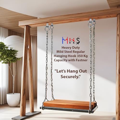 MHS Heavy Duty Mild Steel Regular Hanging Hook Kada for Zula Swing Chair Hammock kadu 350 Kg Capacity with Fastner (Pack of 2) - Image 3
